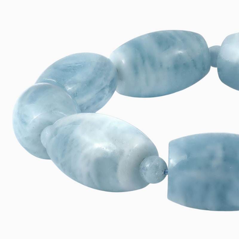 Aquamarine Barrel Bead Bracelet - Image 3
