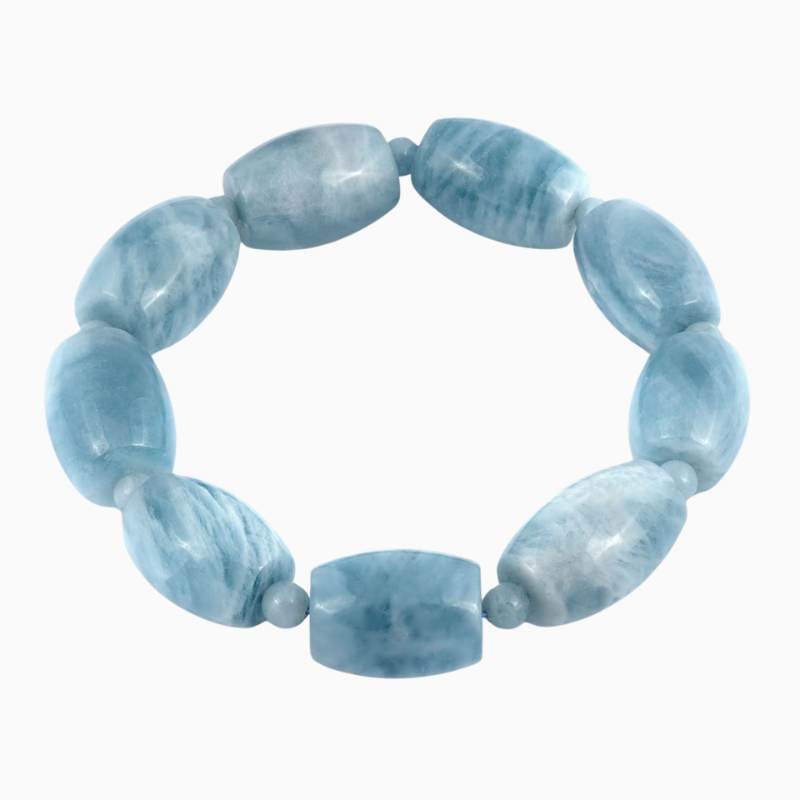 Aquamarine Barrel Bead Bracelet - Image 2