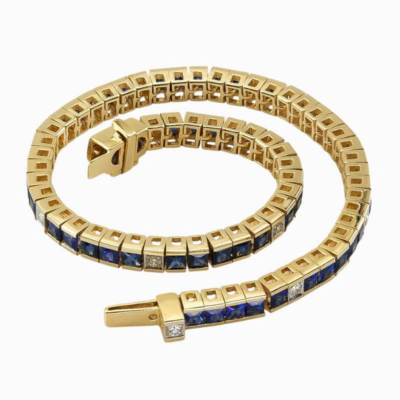 Sapphire & Diamond Link Tennis Bracelet - Image 2