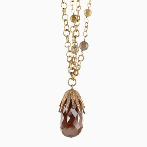 Natural brownish-orange diamond diamond pendant in 18K Yellow and Rose Gold