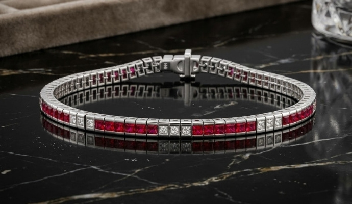 Channel-Set Natural Ruby Bracelet