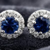 Classic Sapphire Halo Studs with Butterfly Back