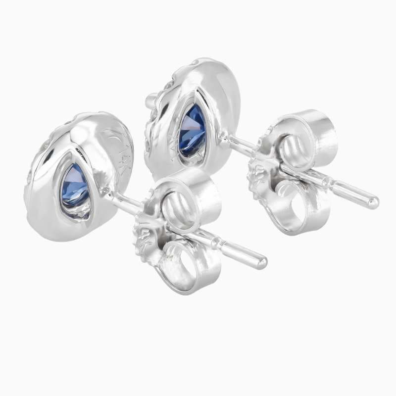 Classic Sapphire Halo Studs with Butterfly Back - Image 3