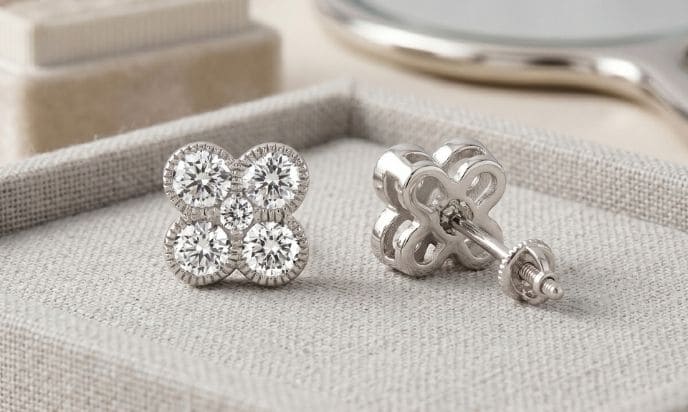 Clover Shape Lab Diamond Earrings