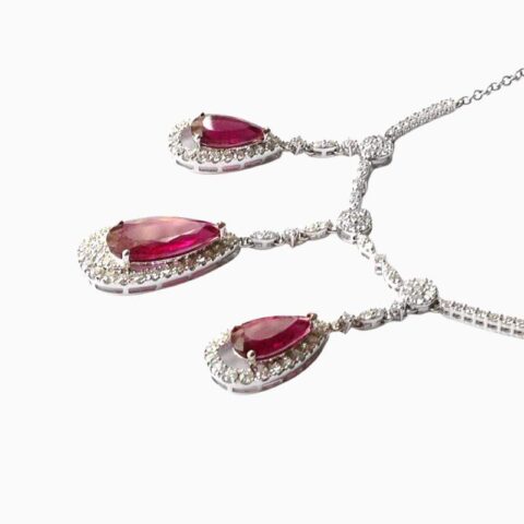 Natural Rubellite in 14K White Gold
