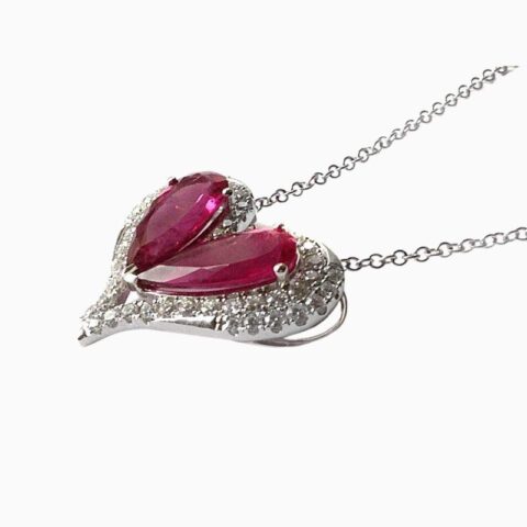 Natural rubellite diamond pendant