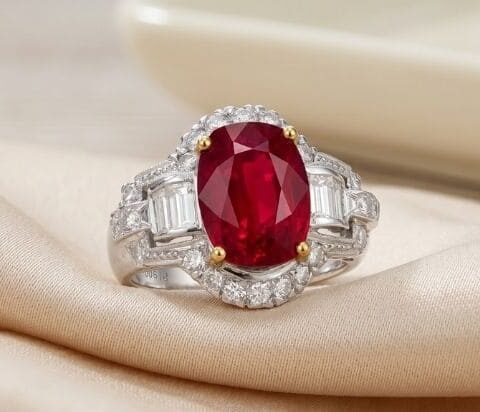Luxury Ruby Diamond Engagement Ring