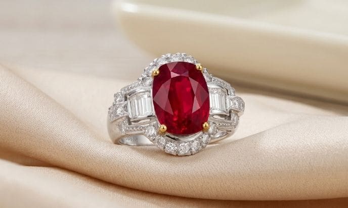 Luxury Ruby Diamond Engagement Ring