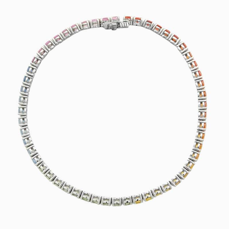 Round-Cut Rainbow Sapphire Prong-Set Bracelet - Image 3