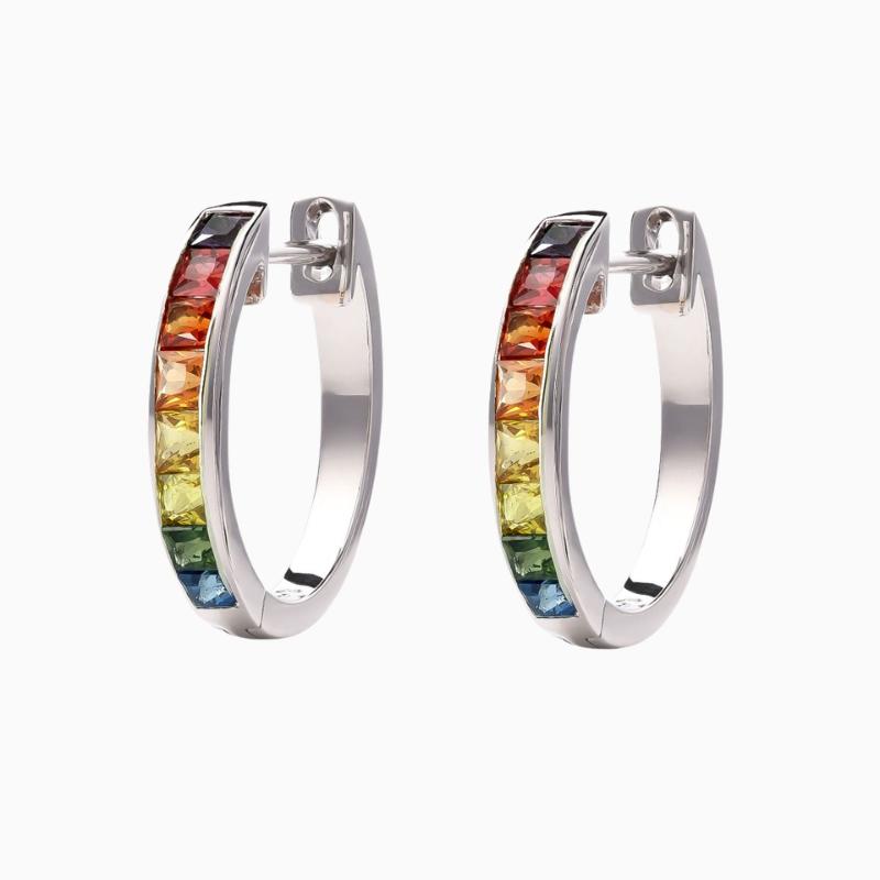 Multicolor Channel Hoop Earrings - Image 2