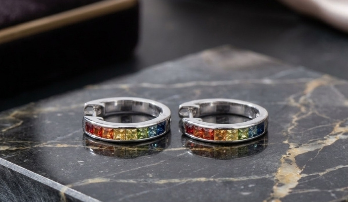 Multicolor Channel Hoop Earrings