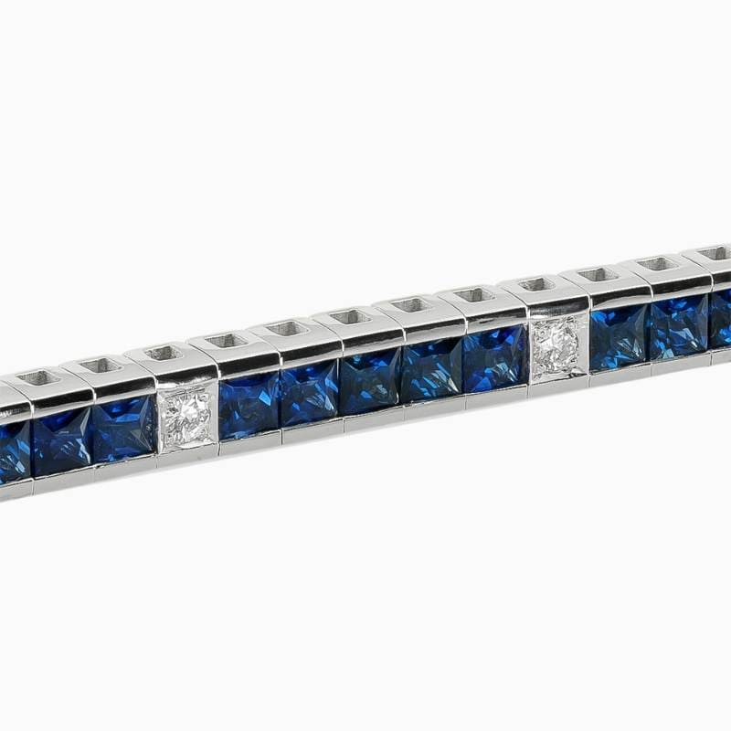 Sapphire & Diamond Link Tennis Bracelet - Image 6