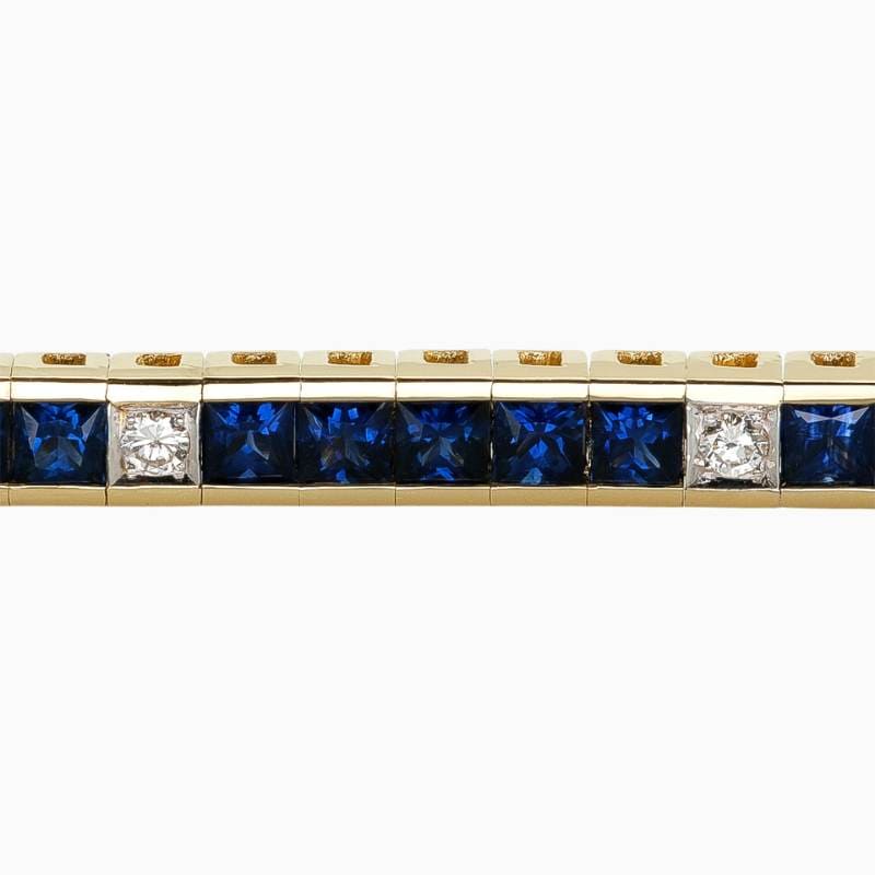 Sapphire & Diamond Link Tennis Bracelet - Image 3