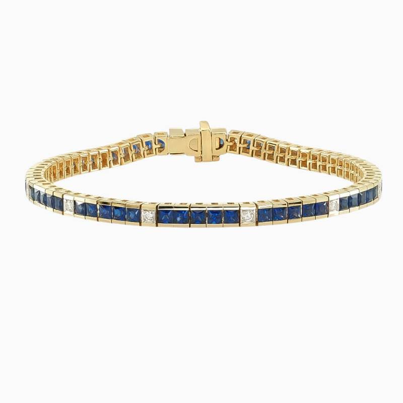 Sapphire & Diamond Link Tennis Bracelet