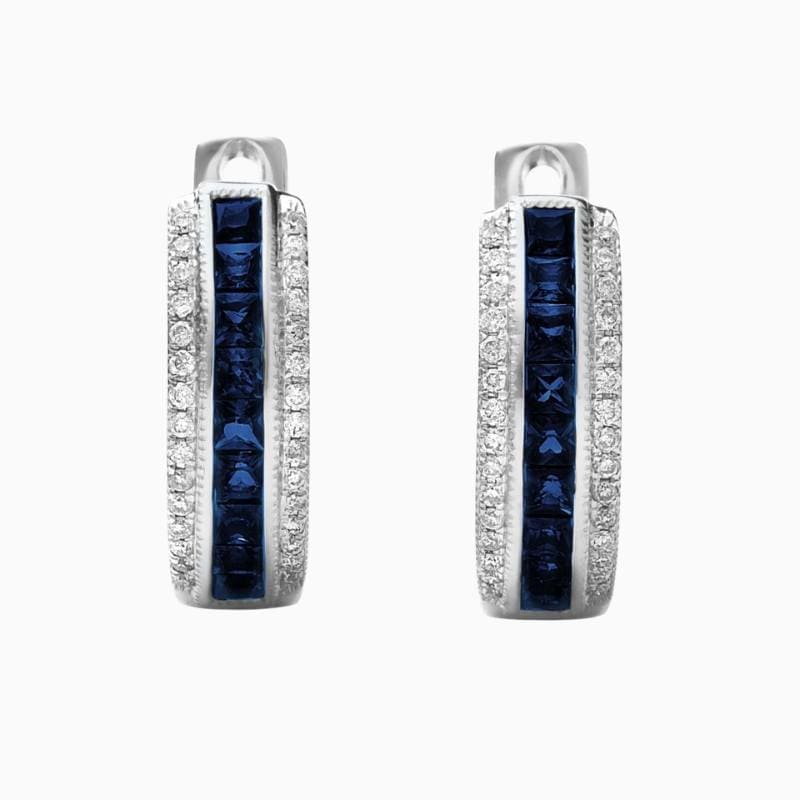 Sapphire & Diamond Double Row Hoop Earrings