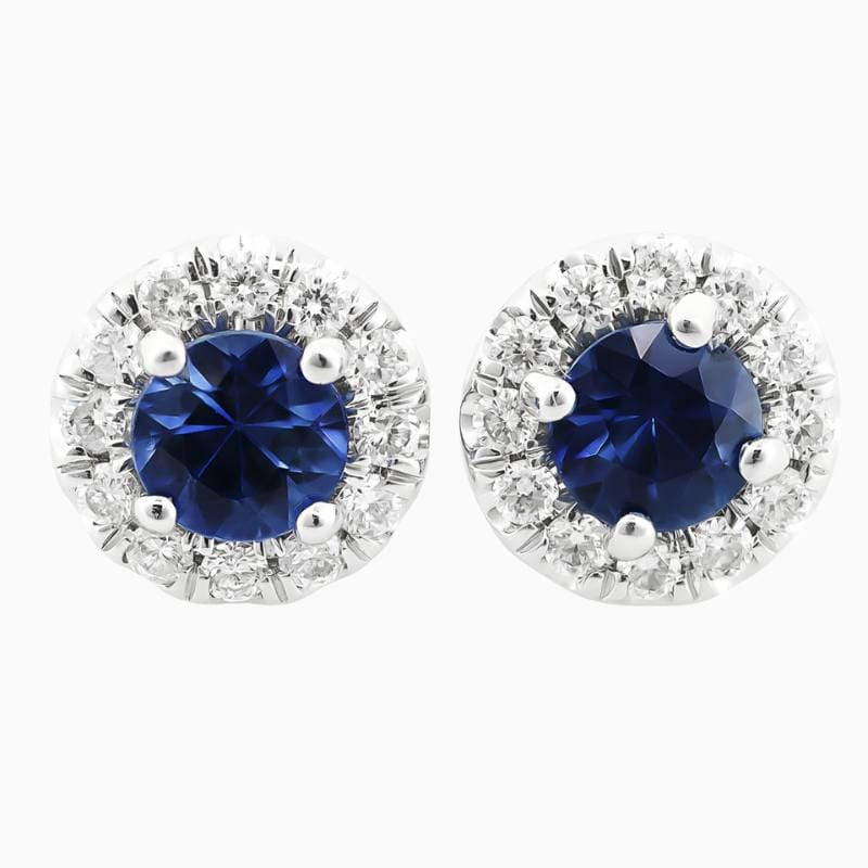 Classic Sapphire Halo Studs with Butterfly Back