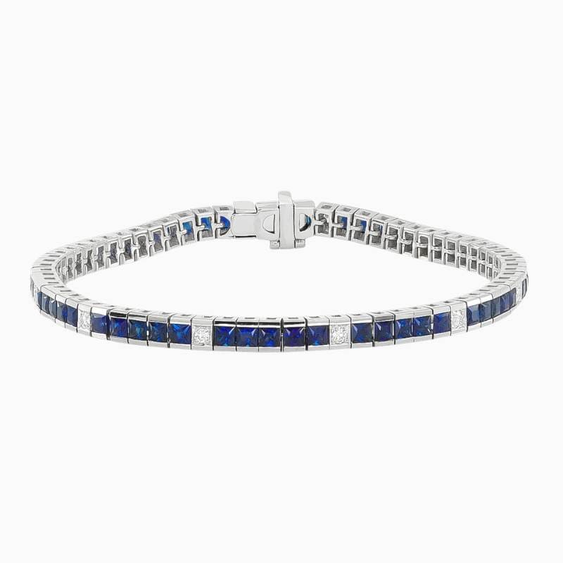 Sapphire & Diamond Link Tennis Bracelet - Image 4