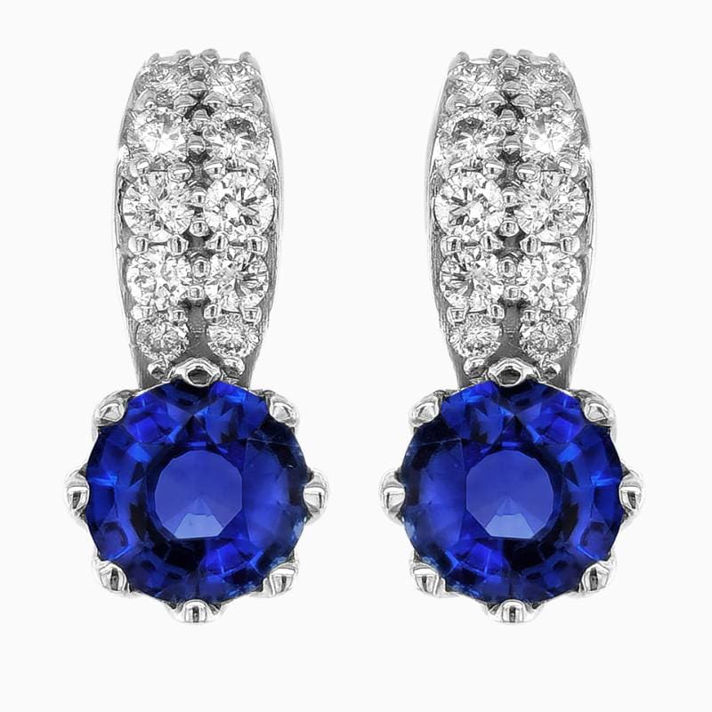 Blue Sapphire Diamond Pavé Drop Earrings