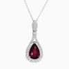 Natural ruby diamond pendant in 14K White Gold