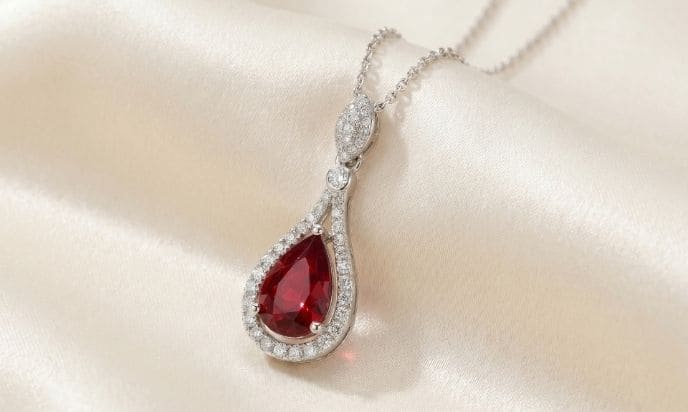 Pear Shape Ruby Diamond Necklace