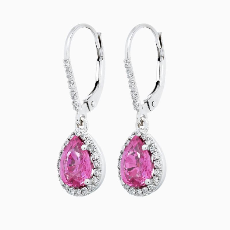 Pear-Cut Pink Sapphire Earrings - Image 2