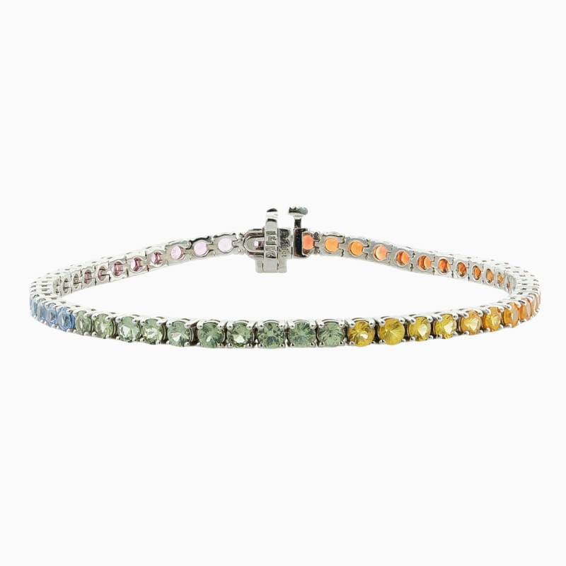 Round-Cut Rainbow Sapphire Prong-Set Bracelet