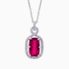 Natural rubellite diamond pendant in Platinum