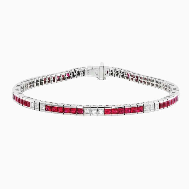 Channel-Set Natural Ruby Bracelet