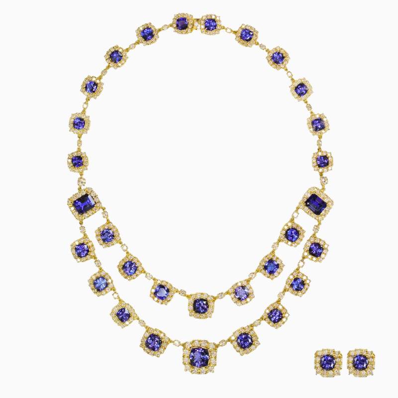 Tanzanite necklace in 18K Yellow Gold