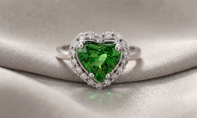 Green Tourmaline Diamond Halo Ring