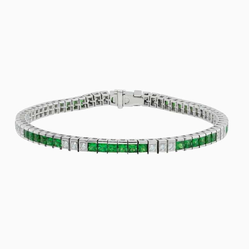 Green Tsavorite Channel-Set Tennis Bracelet