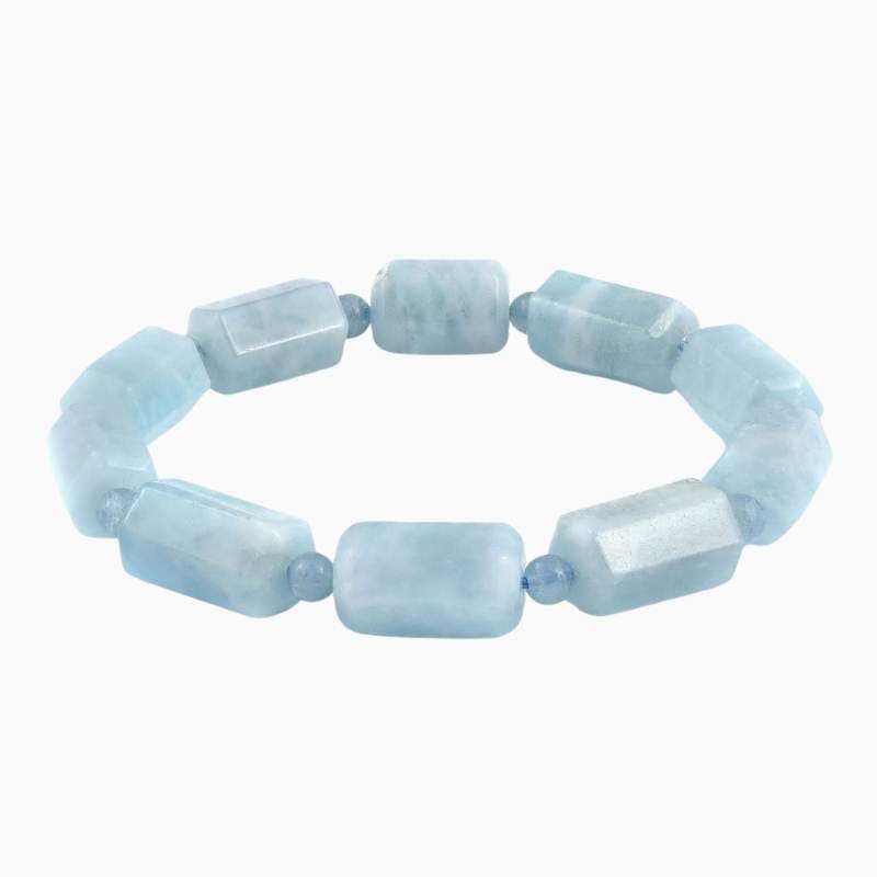 Faceted Aquamarine Barrel Bead Bracelet - Image 2