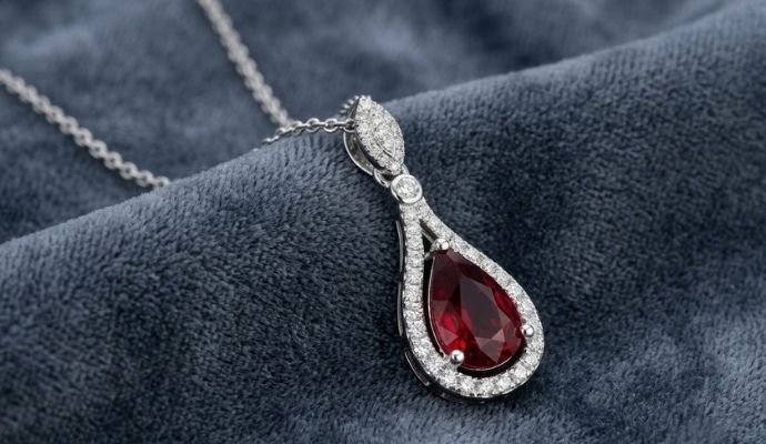 Pigeon Blood Ruby Diamond Halo Pendant