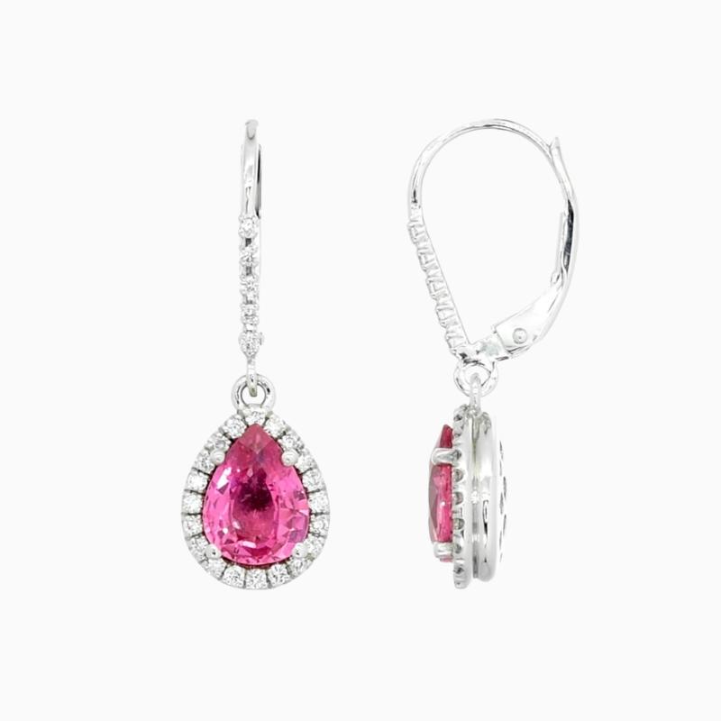 Pear-Cut Pink Sapphire Earrings - Image 3