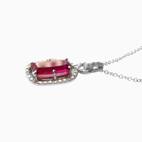 rubellite diamond pendant