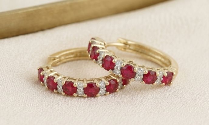 Ruby Huggie Hoop Earrings