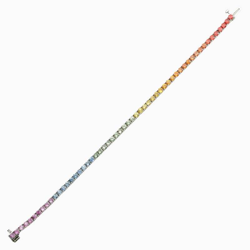 Round-Cut Rainbow Sapphire Prong-Set Bracelet - Image 2