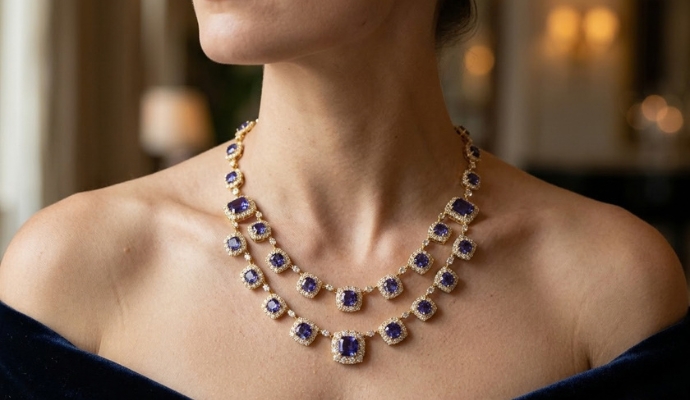 Royal Tanzanite & Diamond Jewelry Set