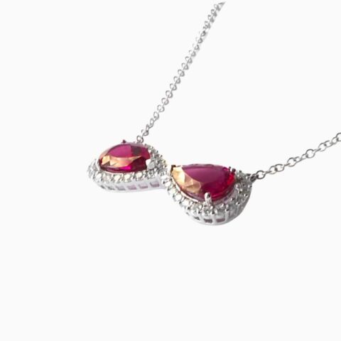 Natural rubellite diamond pendant