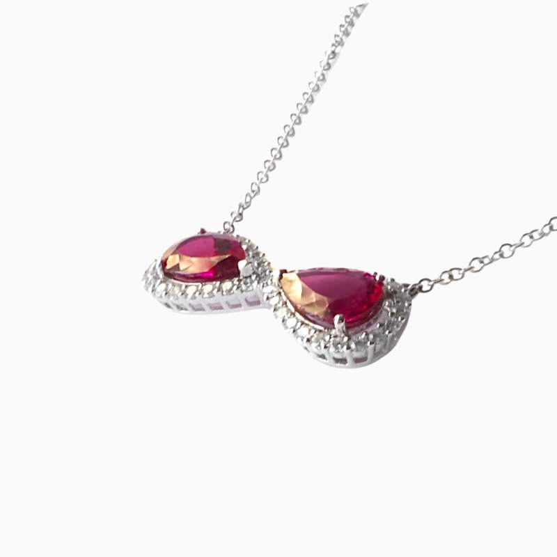 Natural rubellite diamond pendant