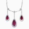 Natural rubellite diamond pendant in 14K White Gold