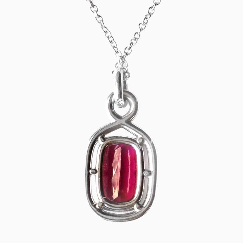 rubellite diamond pendant