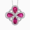 Natural rubellite diamond pendant in 14K White Gold
