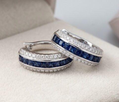 Sapphire Diamond Double Band Ring
