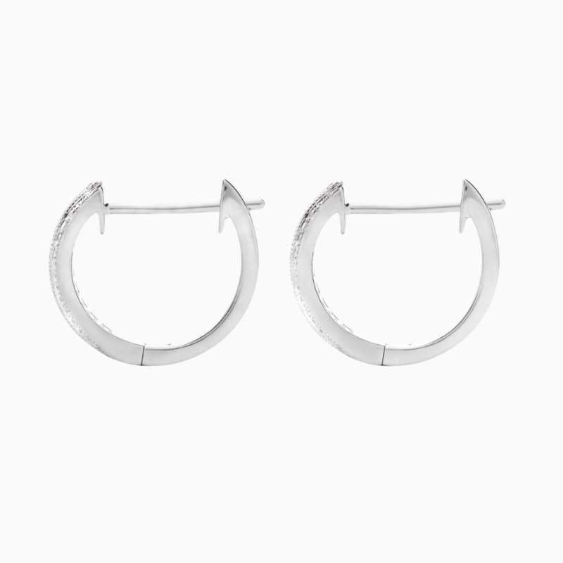 Sapphire & Diamond Double Row Hoop Earrings - Image 3