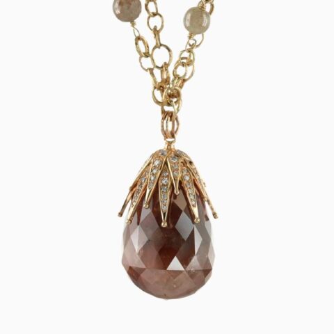 Natural brownish-orange diamond diamond pendant