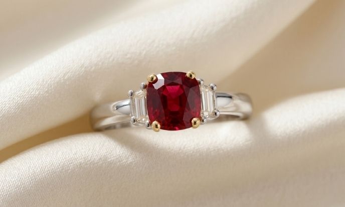 Unheated Burma Spinel Diamond Ring