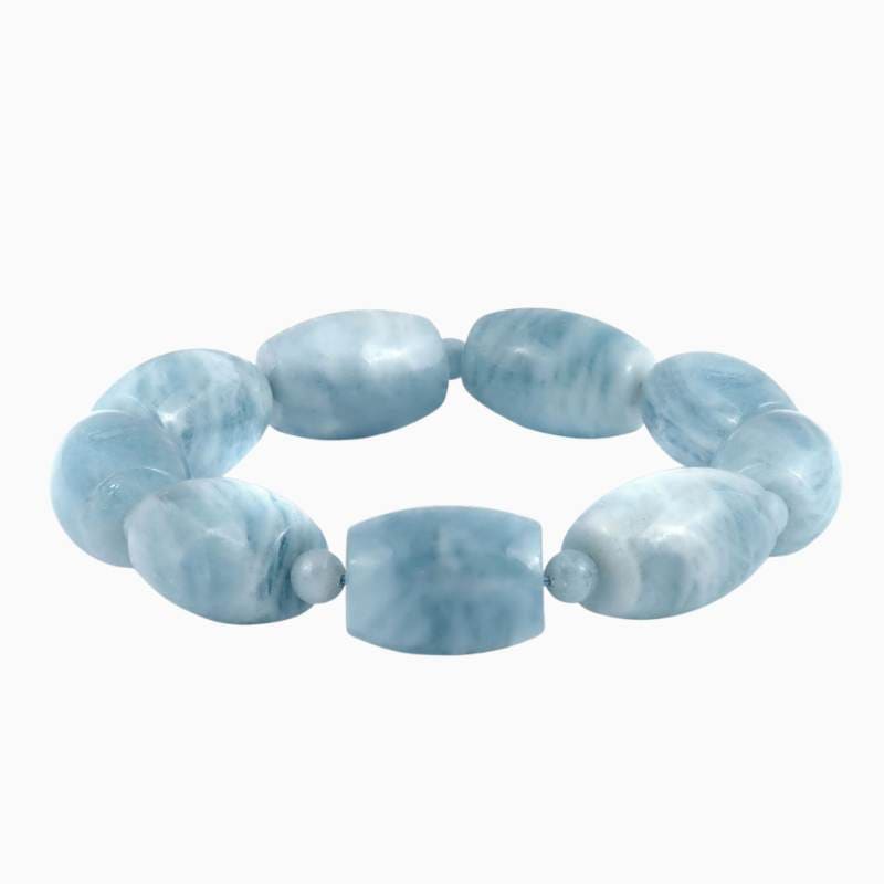 Aquamarine Barrel Bead Bracelet