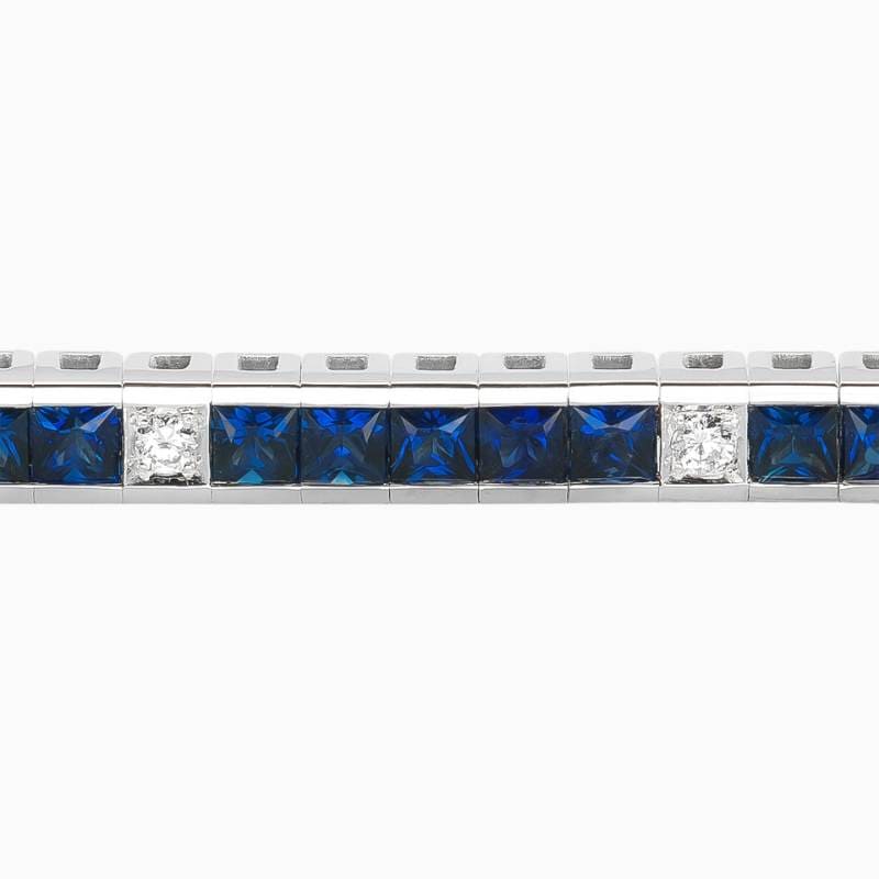 Sapphire & Diamond Link Tennis Bracelet - Image 7