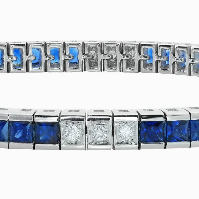 Channel-Set Sapphire Bracelet in White Gold - Image 2